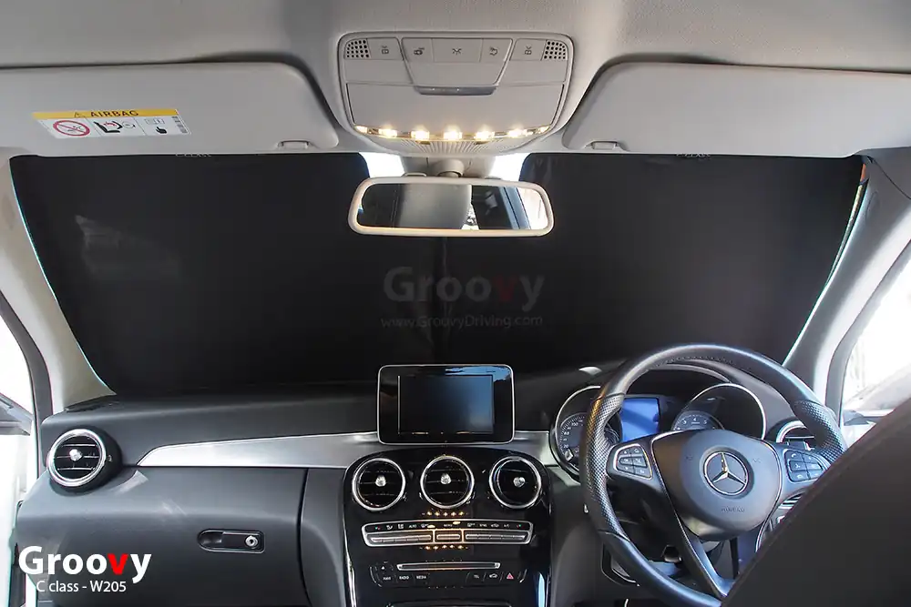 ม่านบังแดดบานกระจกหน้า Mercedes Benz C-class W205 ตรงรุ่น